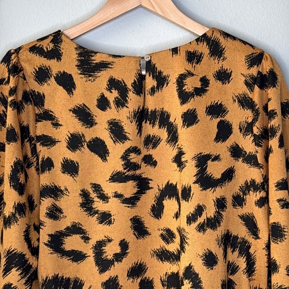 Everleigh Nordstrom Leopard Print 3/4 Length Balloon Sleeve Blouse Women's XL - Picture 6 of 10